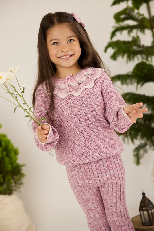 Tun Tun 3Pc Ruffle Sweater & Knitted Legging Outfit