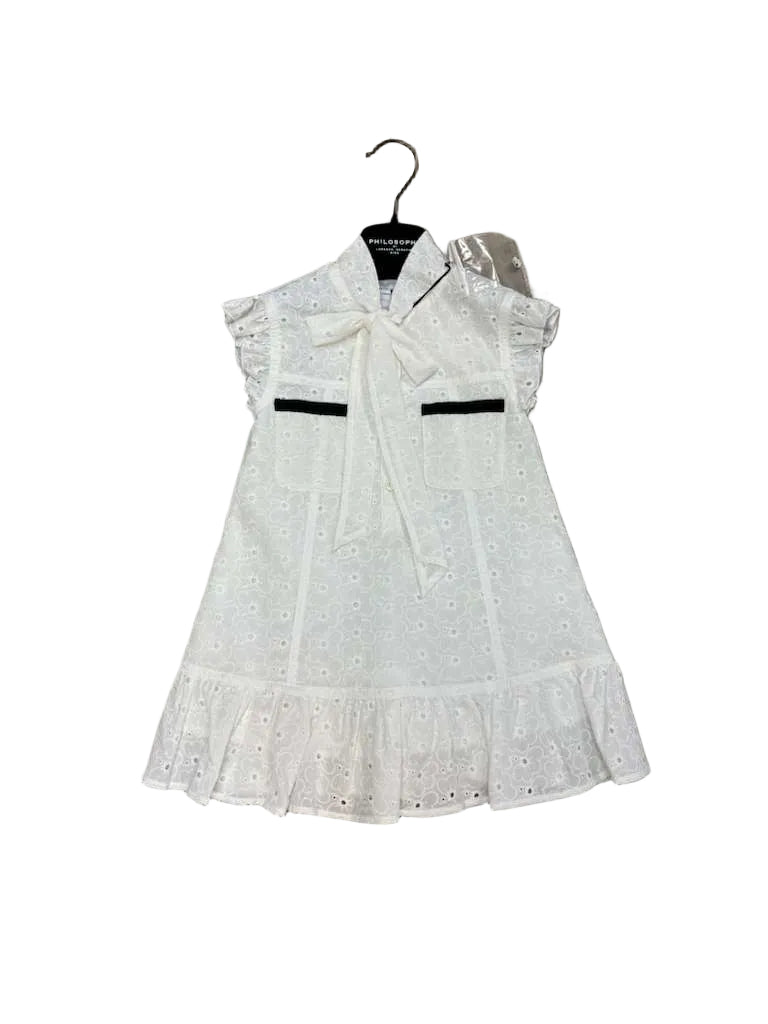 Philosophy Sleeveless Eyelet Dress w/ Tie Neck