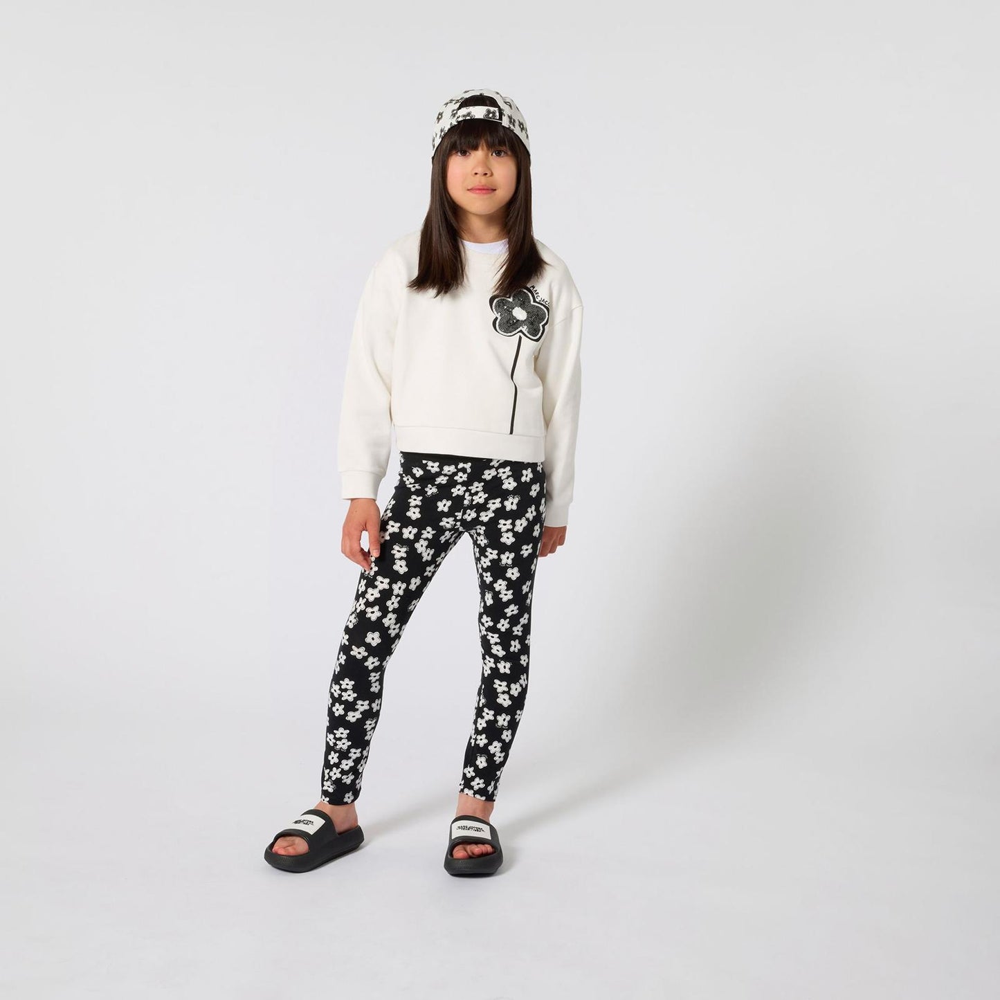 Little Marc Jacobs Cropped Sequin Flower Sweatshirt