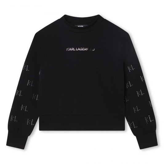 Karl Lagerfeld LS Front Logo Sweater w/ KL Sleeve Studs