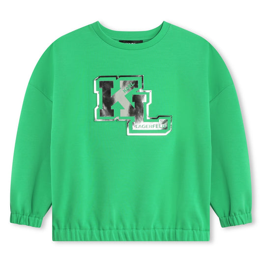 Karl Lagerfeld Girl's LS Sweatshirt w/ Varsity KL Logo