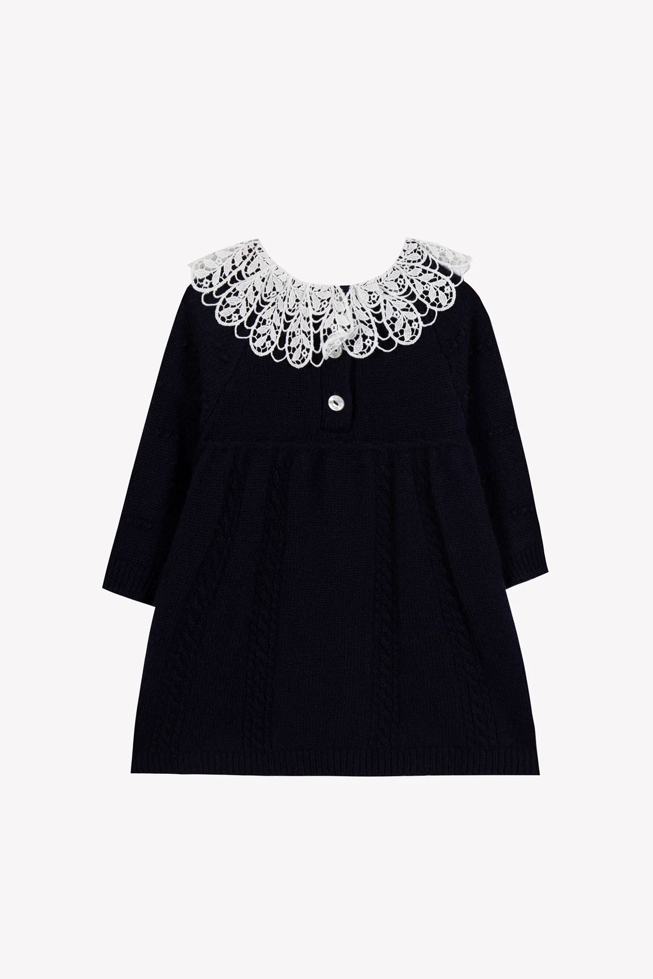 Tartine LS Knit Embro Collar Dress