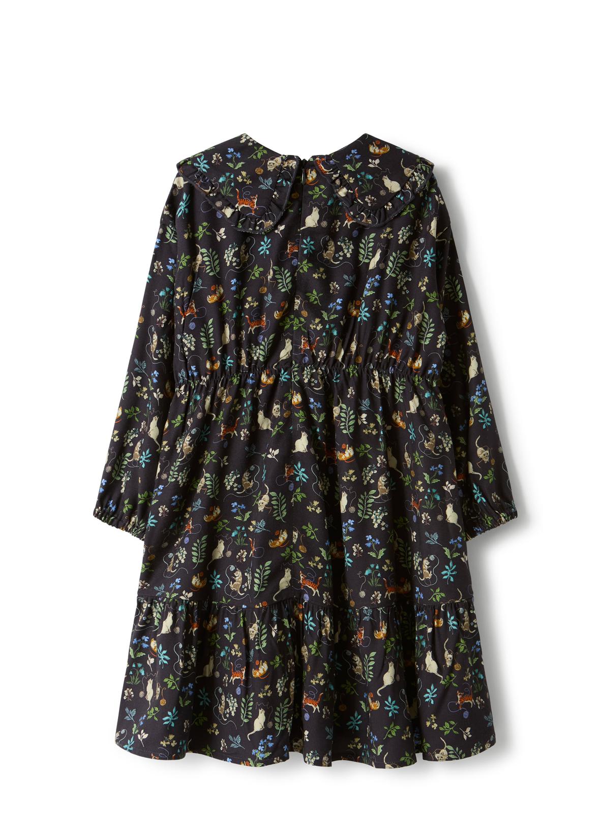 Il Gufo LS Floral Feline Dress