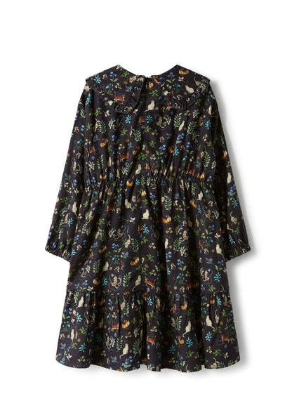 Il Gufo LS Floral Feline Dress