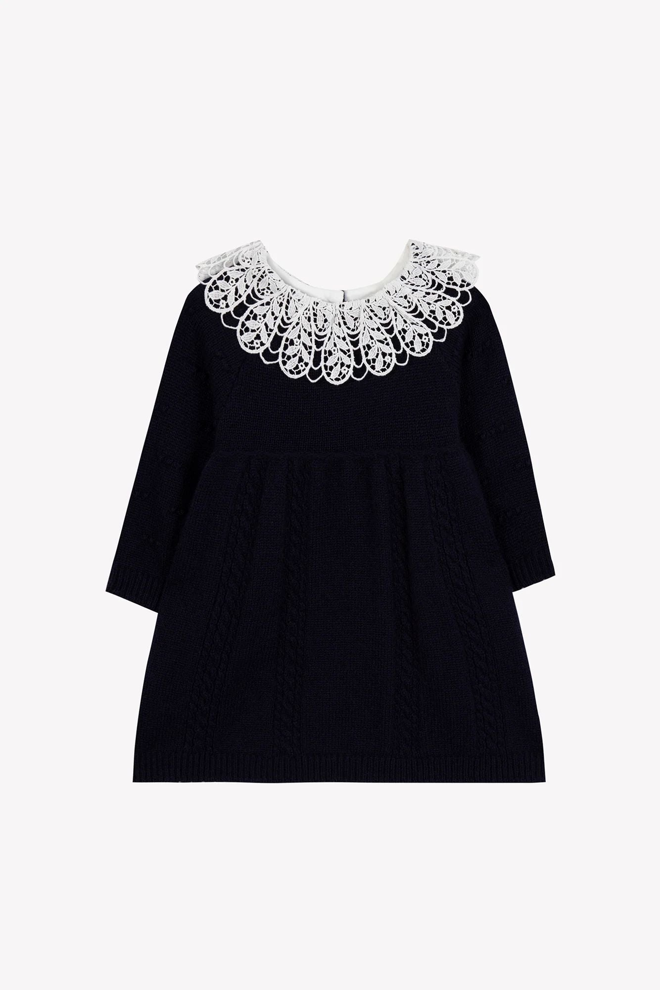 Tartine LS Knit Embro Collar Dress