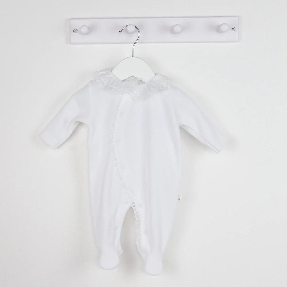Baby Gi Velour Footie w/ Lace