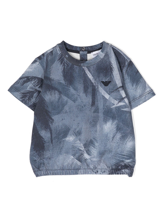 Armani Junior Baby SS All Over Palm Tree Print T-shirt
