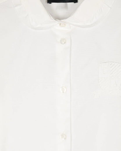 Armani Junior Girls Logo Ruffle Colllar Button Up Shirt