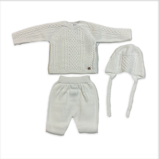 Martin Aranda Off White Cable Knit 3Pc Baby Set