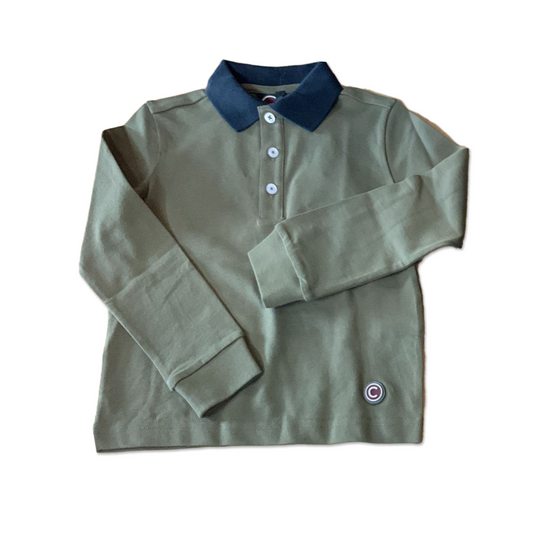 Colmar LS Contrast Collar Solid Polo Shirt Olive-Navy