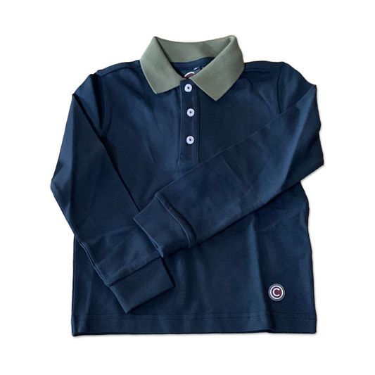Colmar LS Contrast Collar Solid Polo Shirt Navy-Olive
