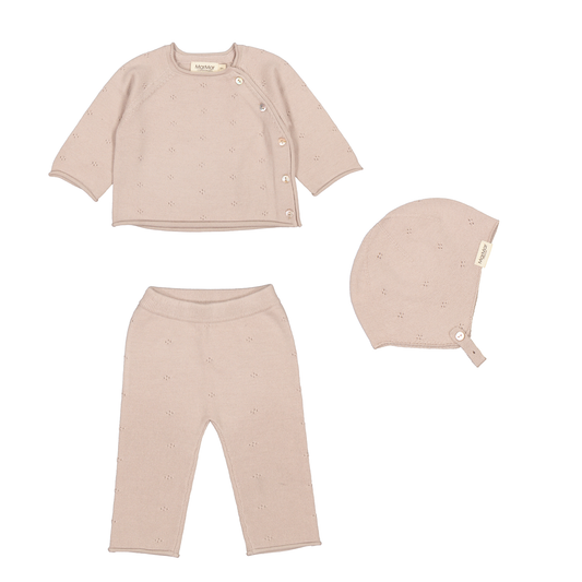 MarMar Cream Taupe 3Pc Knit Outfit