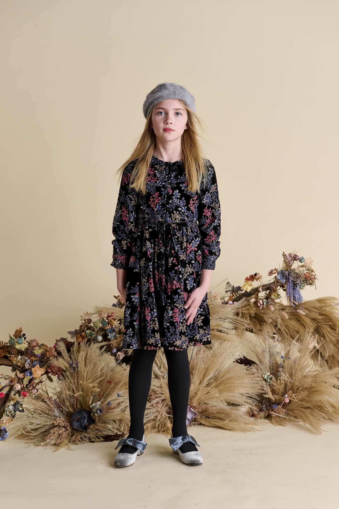 Porter LS Chiffon w/ Velvet Colorful Floral Dress 1595 – TuesdaysChild.com