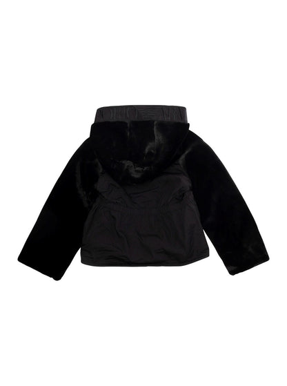 Armani Junior Cinched Waist Logo Fur Jacket