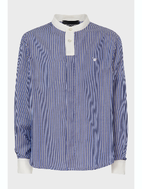 Armani Junior Boys Mandarin Collar LS Striped Button Down Shirt