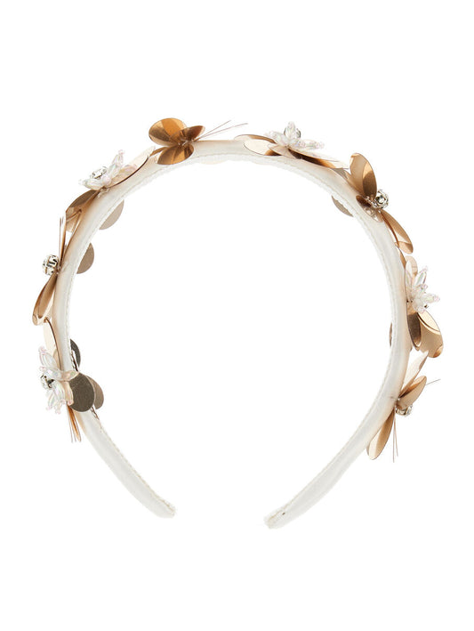 Monnalisa Golden Leaves & Crystals Headband