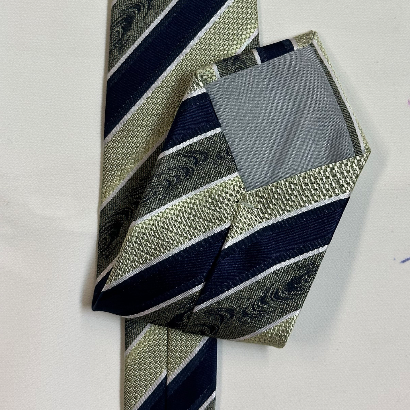 Tuesday's Child Green-Navy Striped Tie