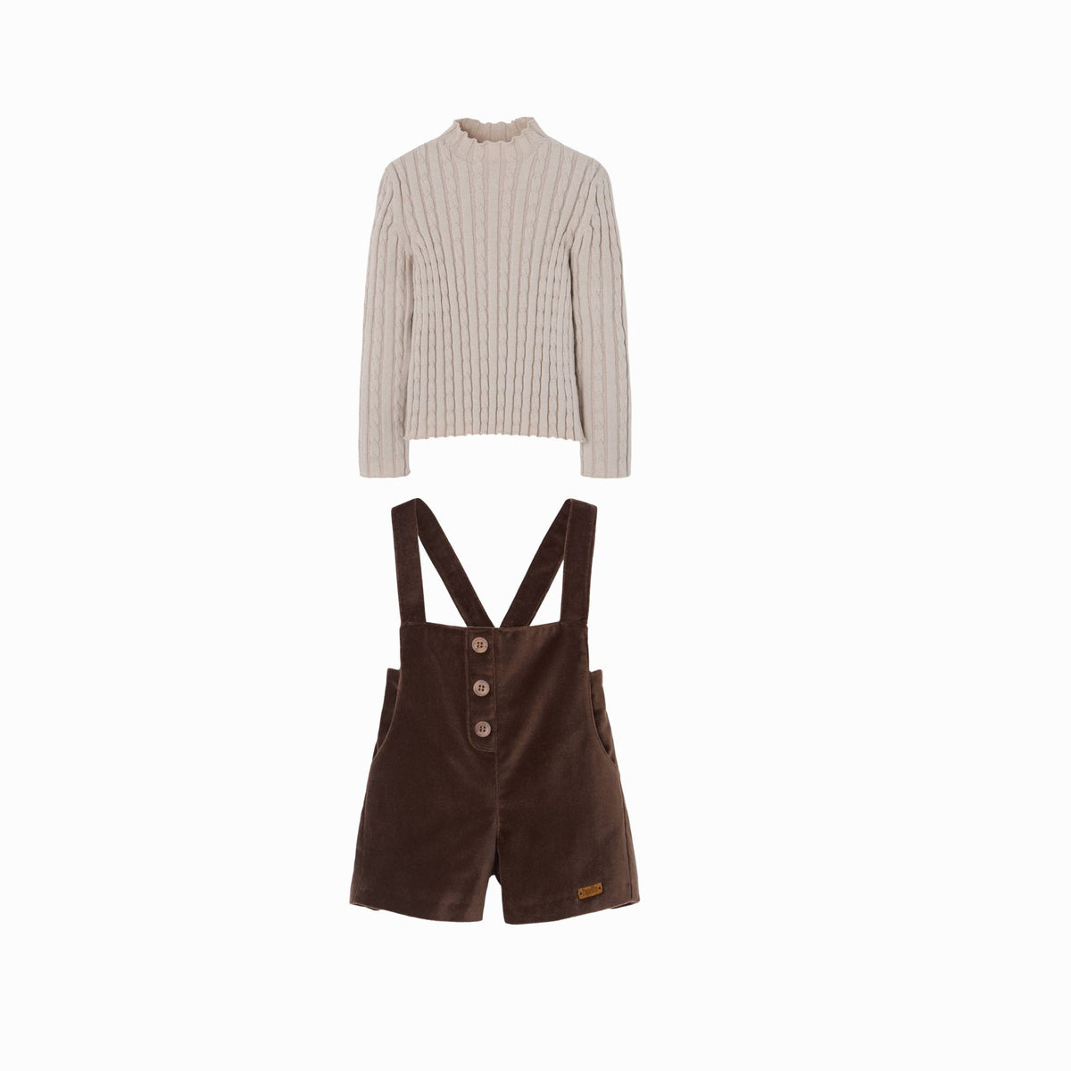 Popelin Velvet Dungaree & Perkins Sweater Outfit