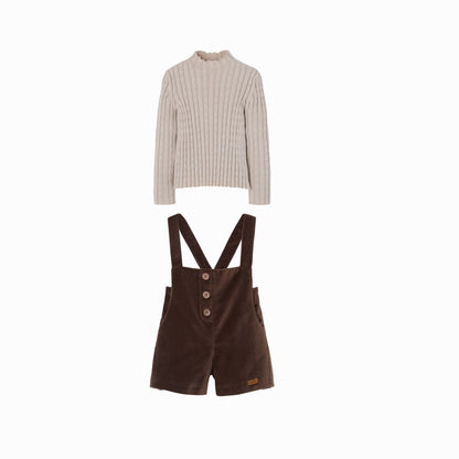 Popelin Velvet Dungaree & Perkins Sweater Outfit