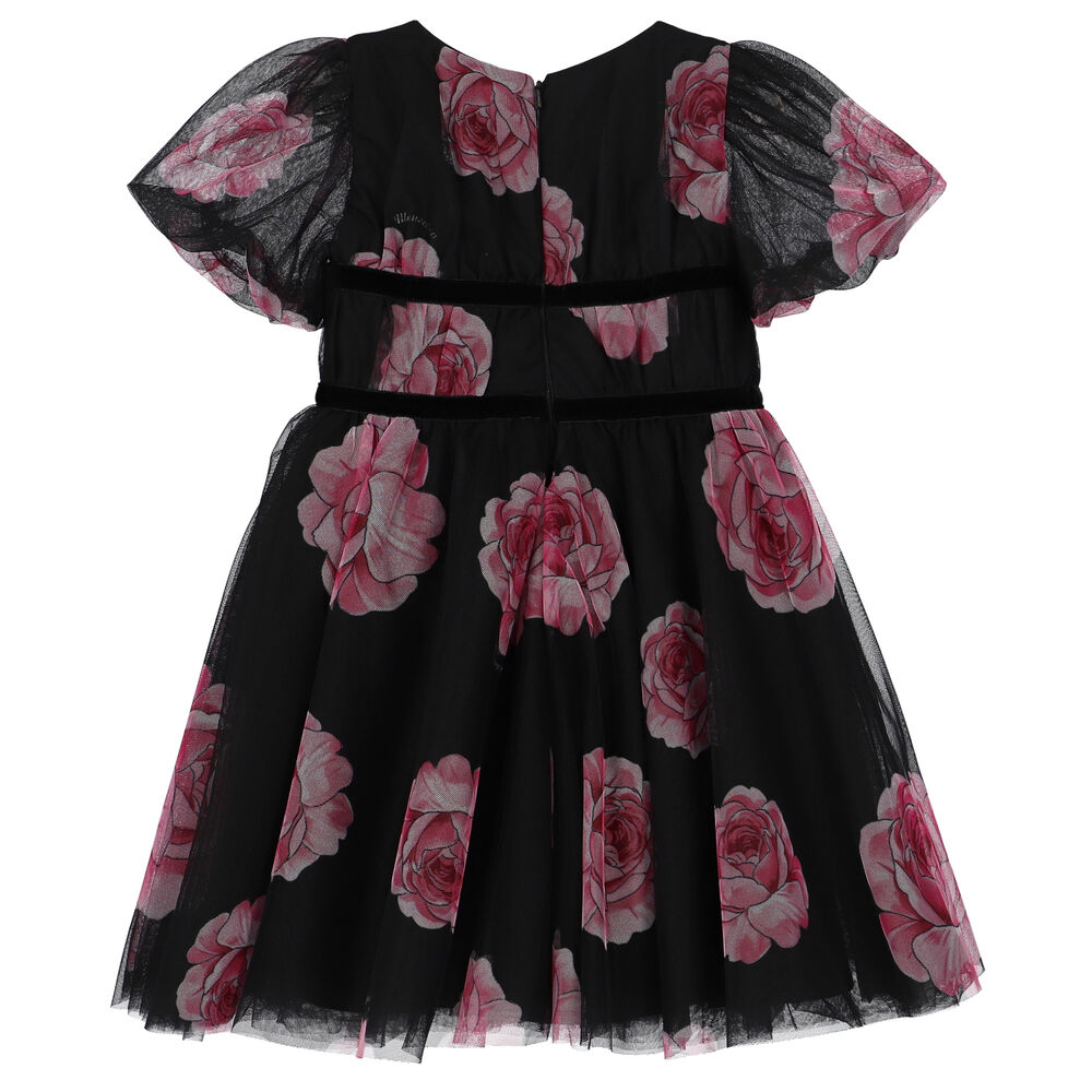 Monnalisa Sophie Rose Print Tulle Dress