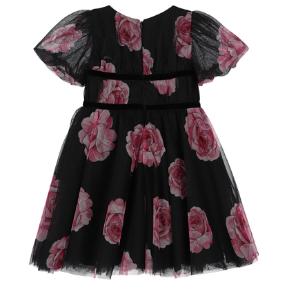 Monnalisa Sophie Rose Print Tulle Dress