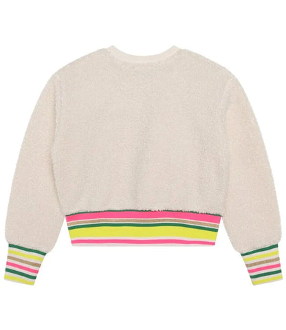 Karl Lagerfeld LS Sherpa Sweater w/ Multicolored Logo