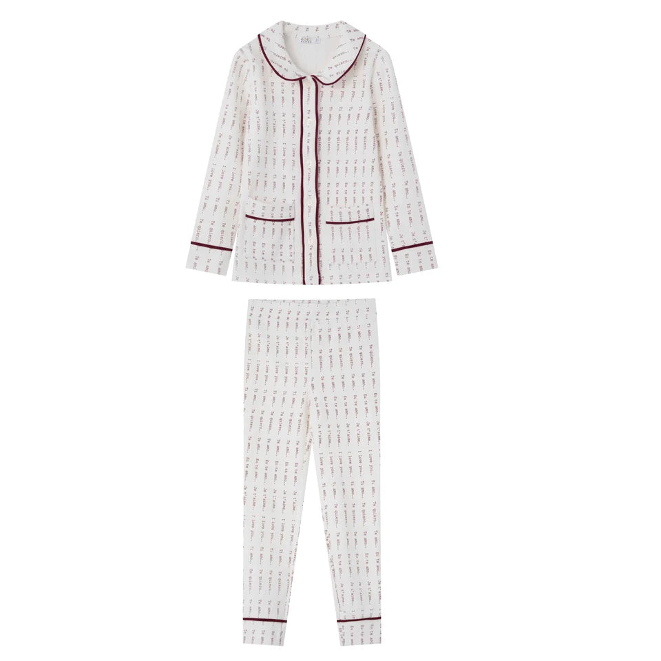 Coco Blanc Printed Collar Pajama