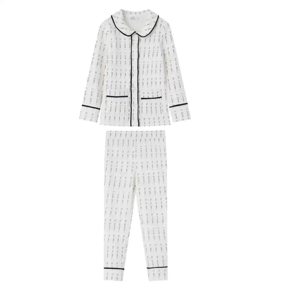 Coco Blanc Printed Collar Pajama