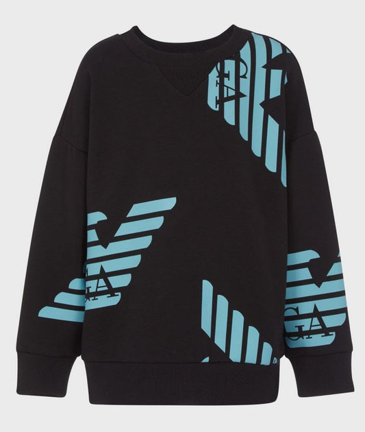 Armani Junior LS Sweatshirt w/ Allover Eagle Print