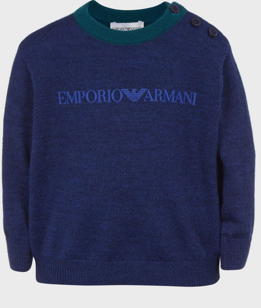 Armani Junior Baby Bicolored LS Sweater w/ Front Logo
