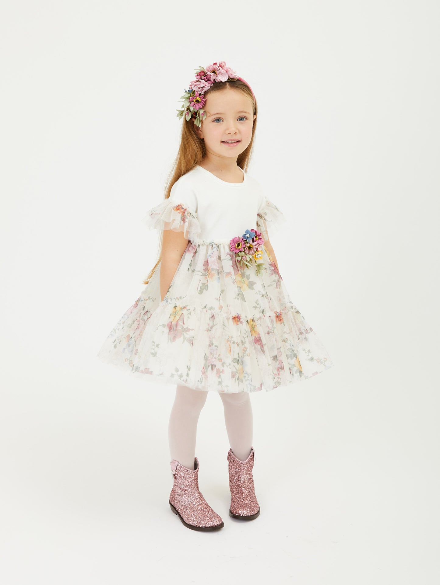 Monnalisa Bloom Tulle Dress