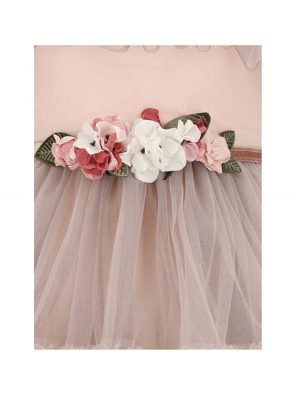 Monnalisa Flutter Tulle Caramello Dress