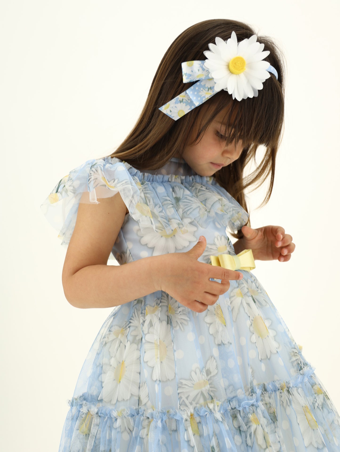 Monnalisa Floral Tulle Dress