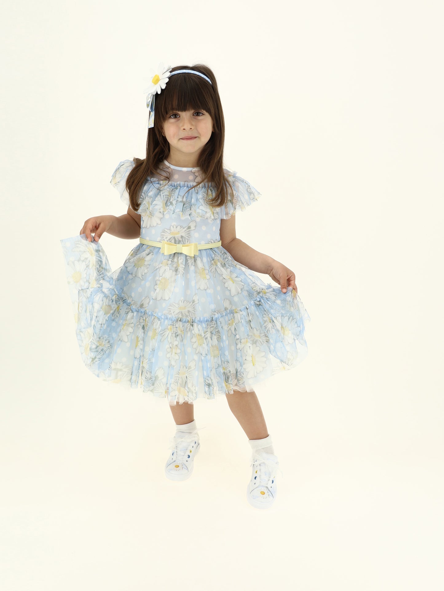 Monnalisa Floral Tulle Dress