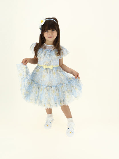 Monnalisa Floral Tulle Dress