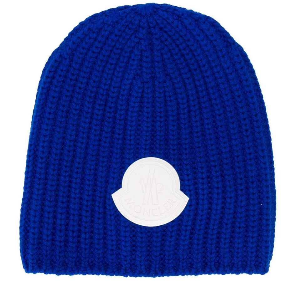 Moncler 4905 Ribbed Oversized Logo Beanie