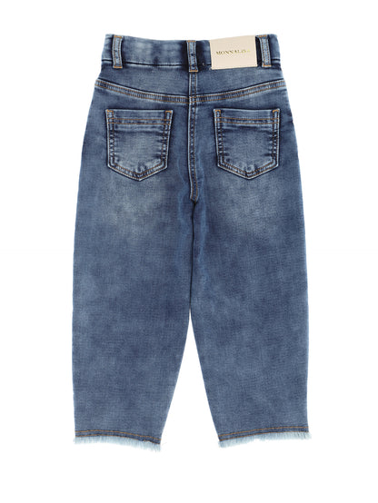 Monnalisa Floral Stretch Denim Pants