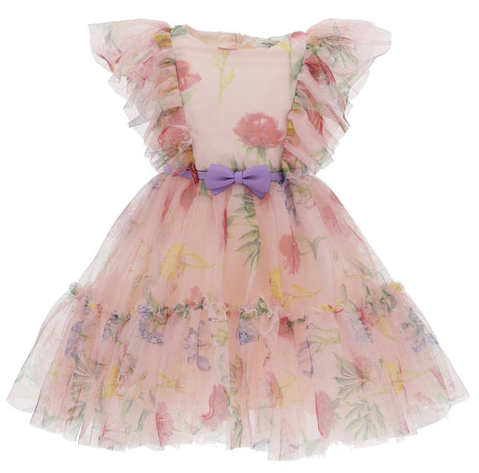 Monnalisa Floral Tulle Dress