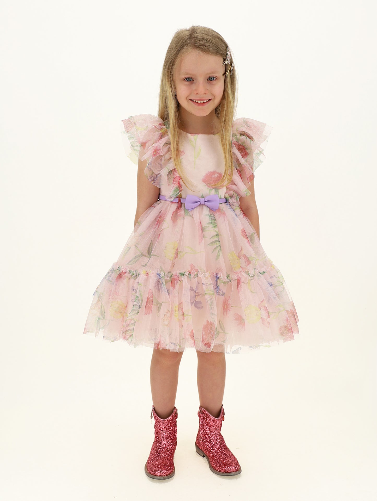 Monnalisa Floral Tulle Dress