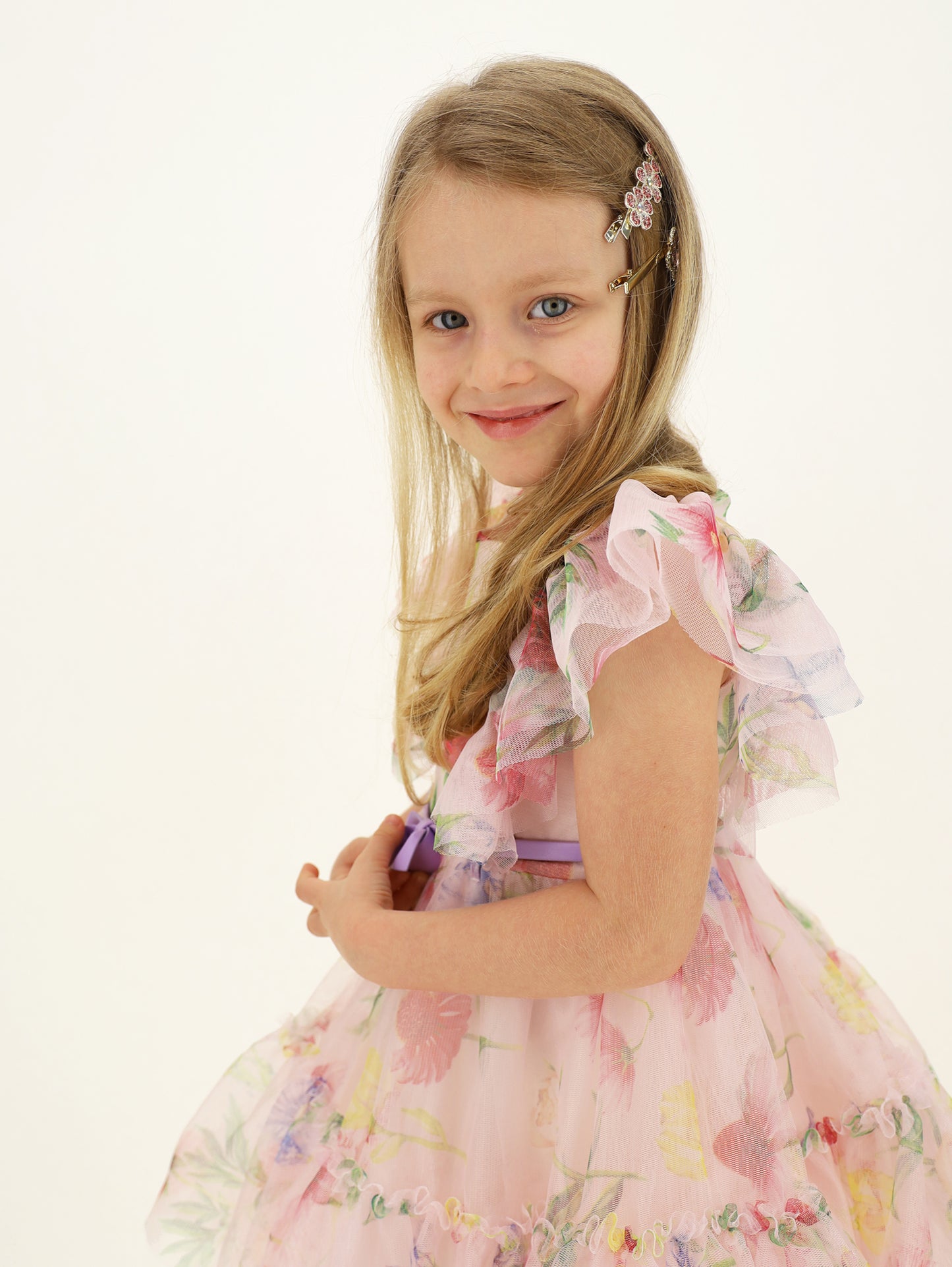 Monnalisa Floral Tulle Dress