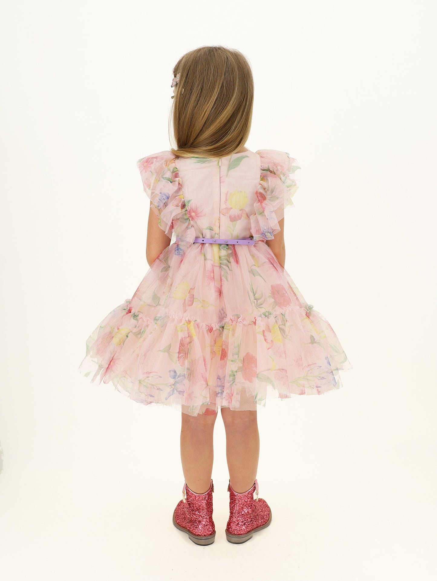Monnalisa Floral Tulle Dress