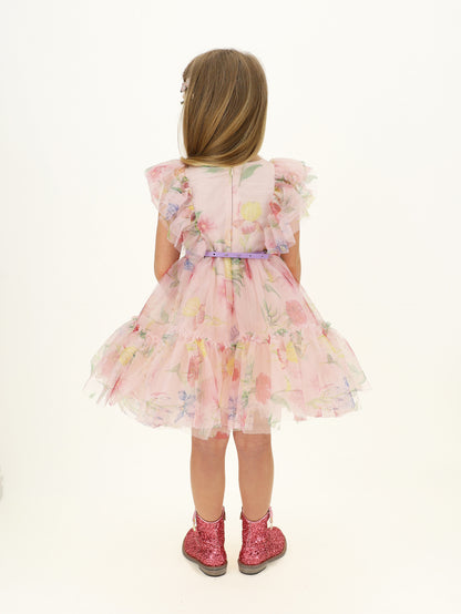 Monnalisa Floral Tulle Dress