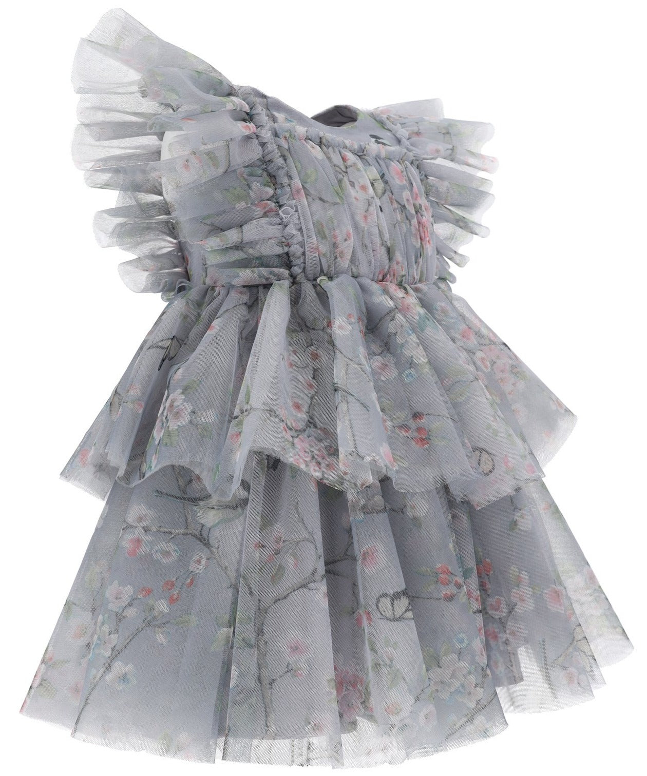 Monnalisa Layered Floral Tulle Dress