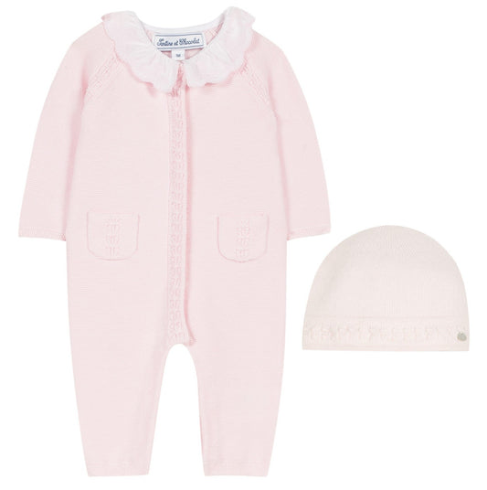 Tartine Newborn Ruffle Knit Romper & Hat Set