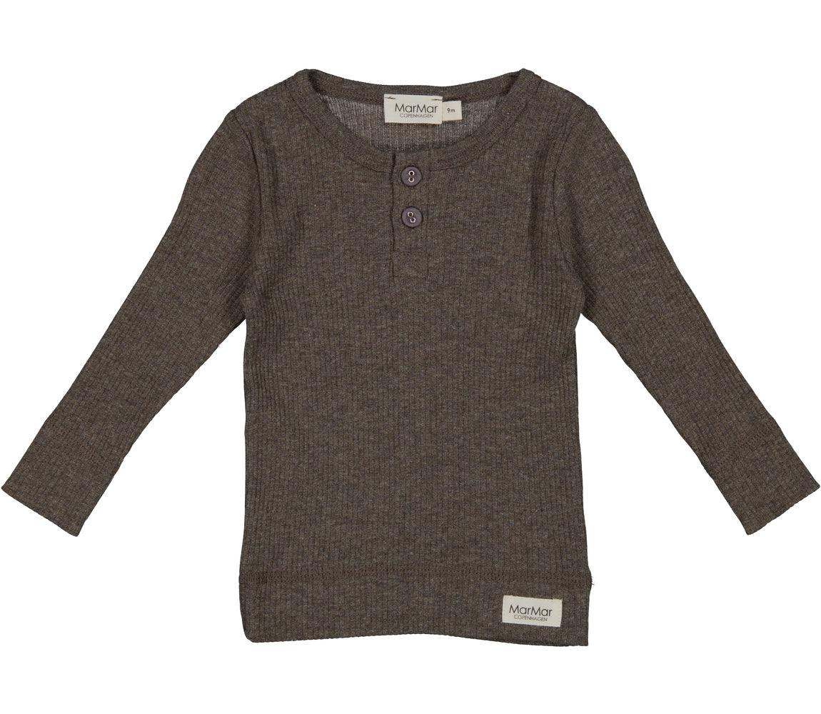 MarMar Coffee Brown Long Sleeve Henley T-Shirt