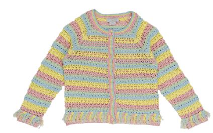 Stella McCartney Girls Rainbow Striped Crochet Cardigan