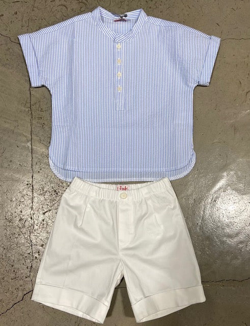 Il Gufo Baby Boy Striped SS Polo Shirt & Shorts Set