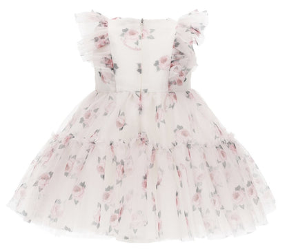 Monnalisa Baby Girl Floral Tulle Party Dress