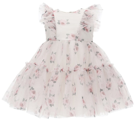 Monnalisa Baby Girl Floral Tulle Party Dress