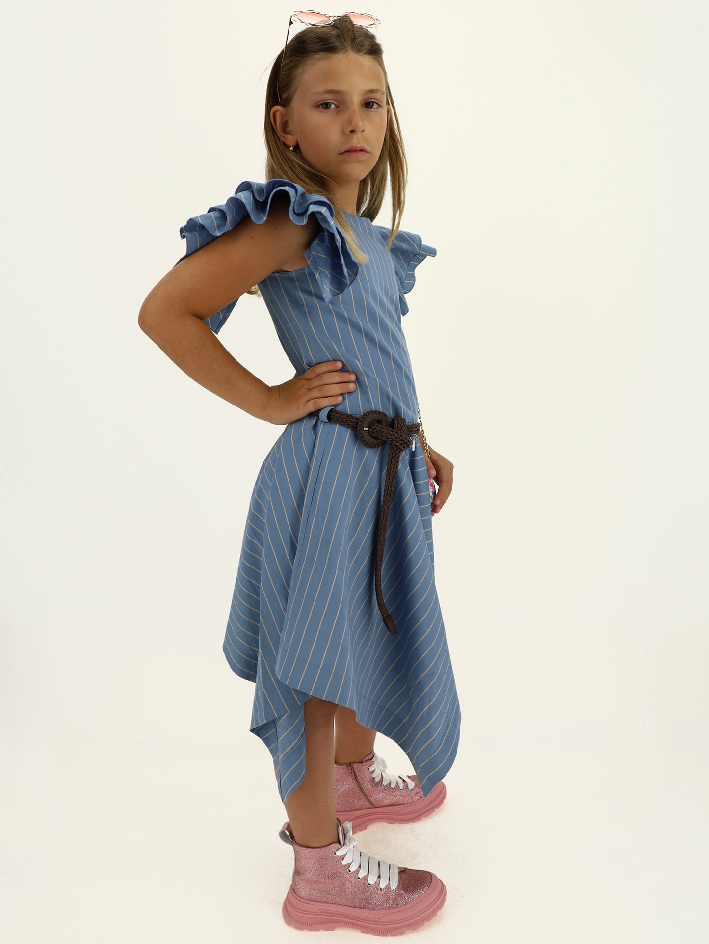 Monnalisa Striped Handkerchief Dress